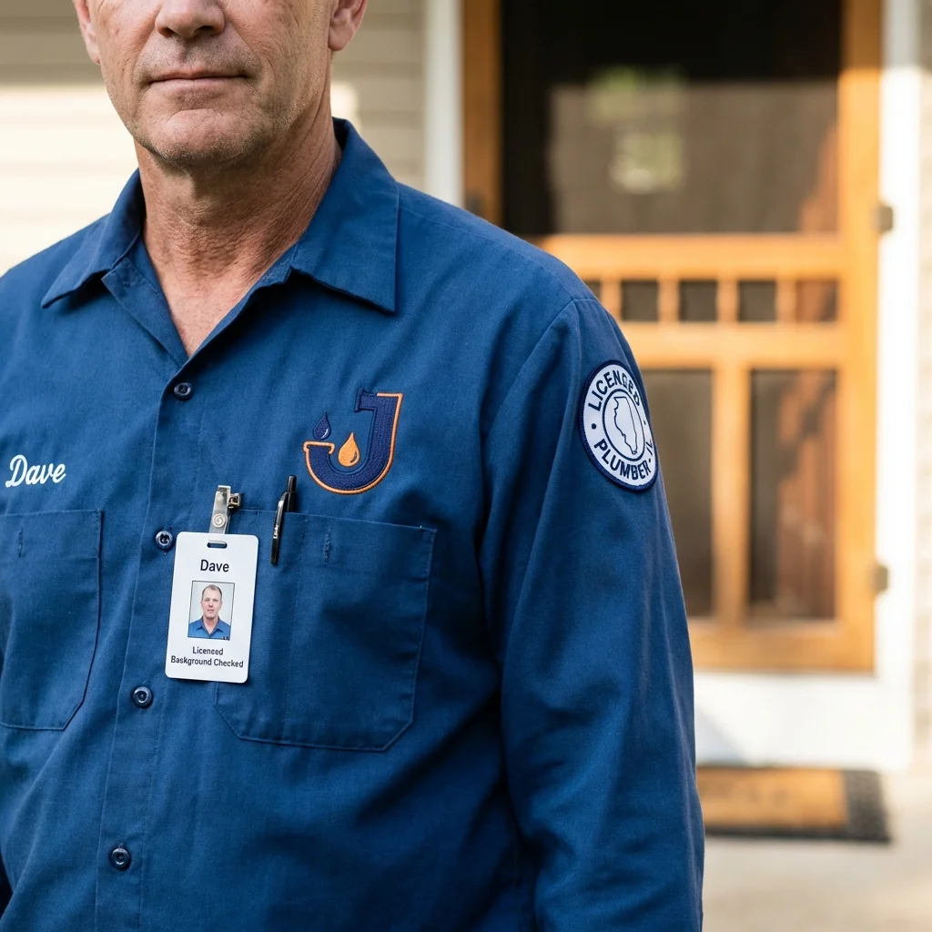Licensed plumber showing ID badge in Lewisburg, PA