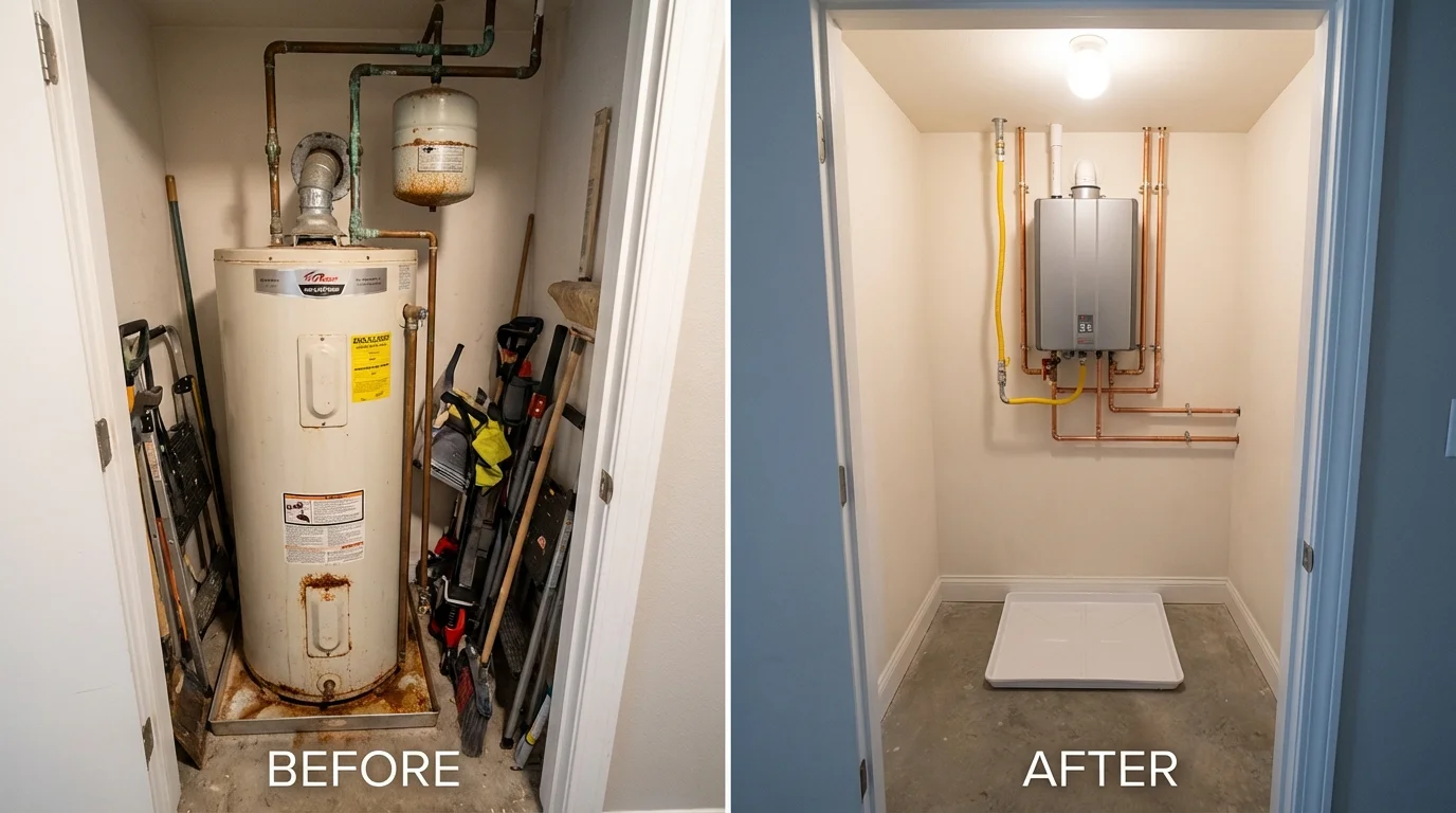 Tank water heater versus wall-mounted tankless unit comparison for Lewisburg, PA homeowners